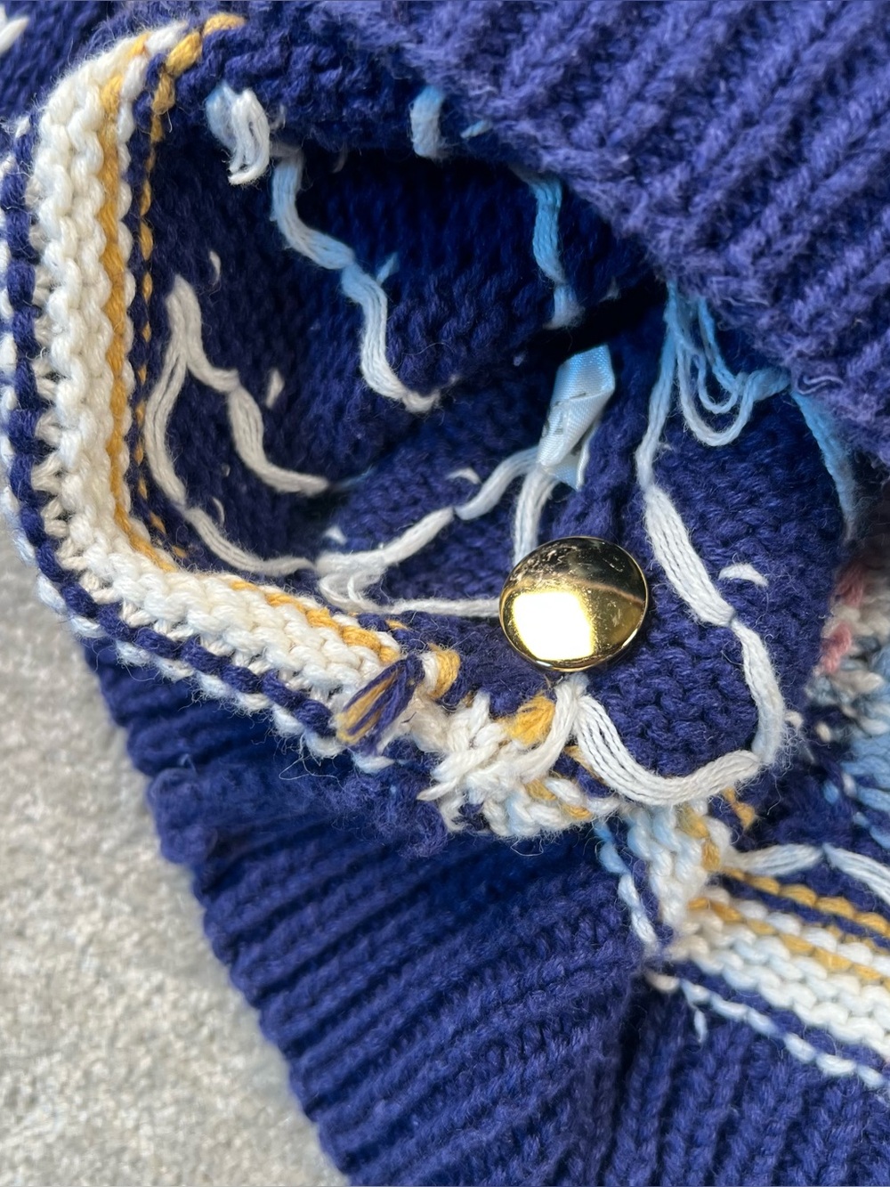 Vintage Orvis Sweater Cardigan Embroidered Angels Button Front Blue 14/16 - Picture 9 of 10